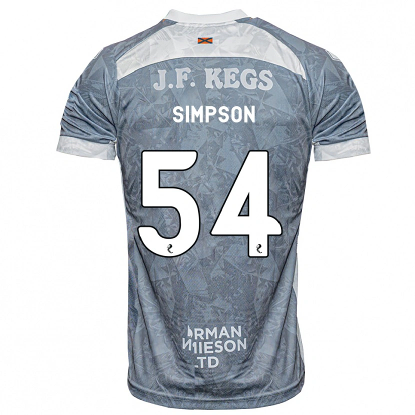 Danxen Donna Maglia Finlay Simpson #54 Grigio Ardesia Kit Gara Away 2026/27 Maglietta