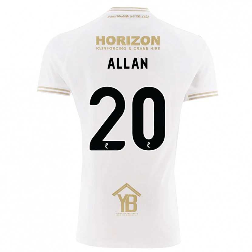Danxen Donna Maglia Connor Allan #20 Bianco Giallo Kit Gara Away 2026/27 Maglietta