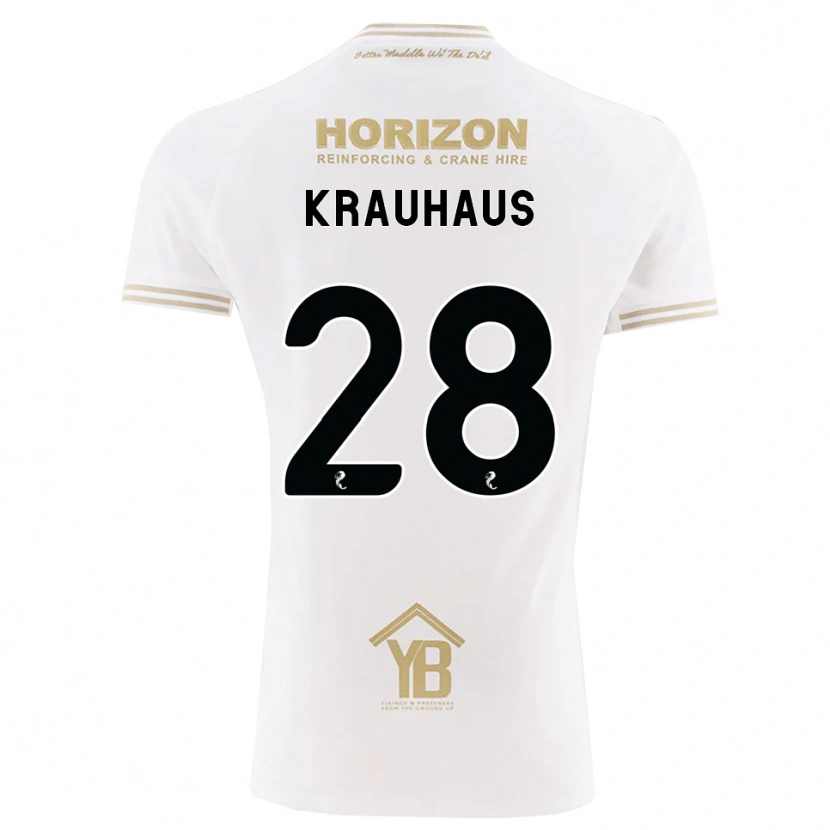 Danxen Donna Maglia Ben Krauhaus #28 Bianco Giallo Kit Gara Away 2026/27 Maglietta