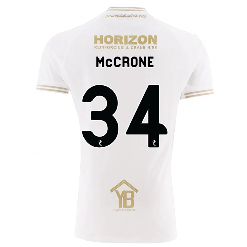 Danxen Donna Maglia Caelan Mccrone #34 Bianco Giallo Kit Gara Away 2026/27 Maglietta