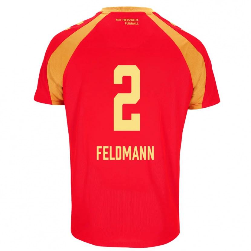 Danxen Donna Maglia Ole Feldmann #2 Rosso Arancione Nero Kit Gara Away 2026/27 Maglietta