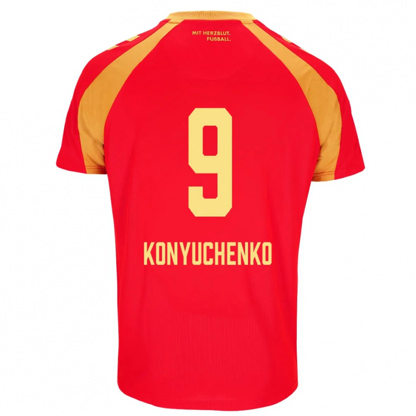Danxen Donna Maglia Yehor Konyuchenko #9 Rosso Arancione Nero Kit Gara Away 2026/27 Maglietta