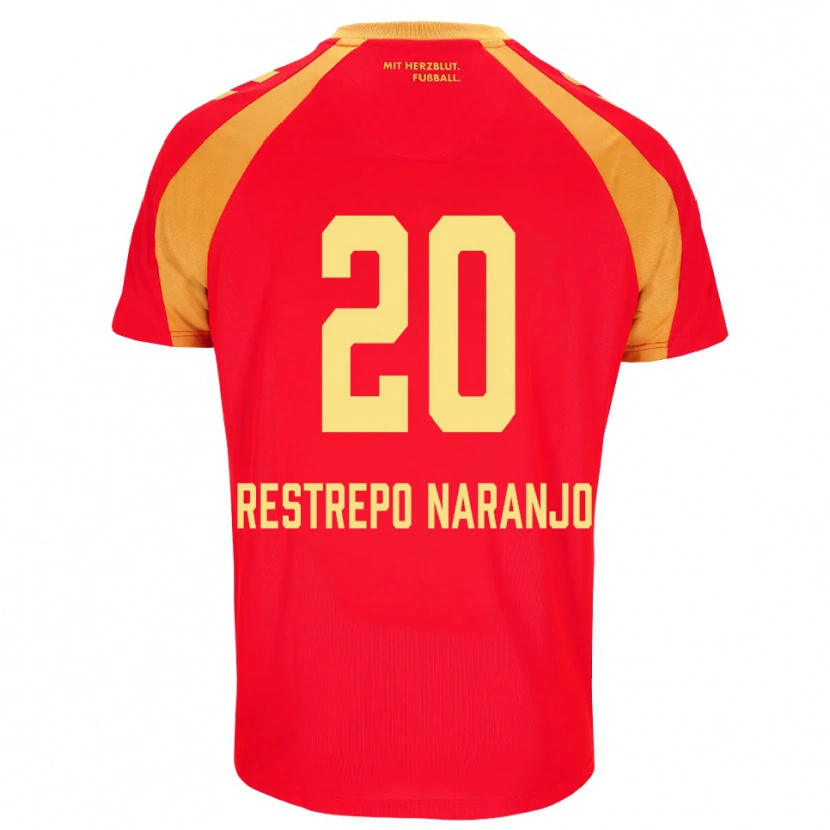 Danxen Donna Maglia Pedro Restrepo Naranjo #20 Rosso Arancione Nero Kit Gara Away 2026/27 Maglietta