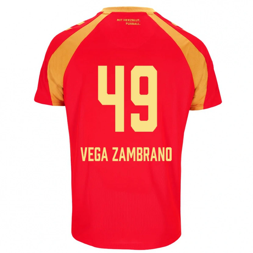 Danxen Donna Maglia Joel Vega Zambrano #49 Rosso Arancione Nero Kit Gara Away 2026/27 Maglietta