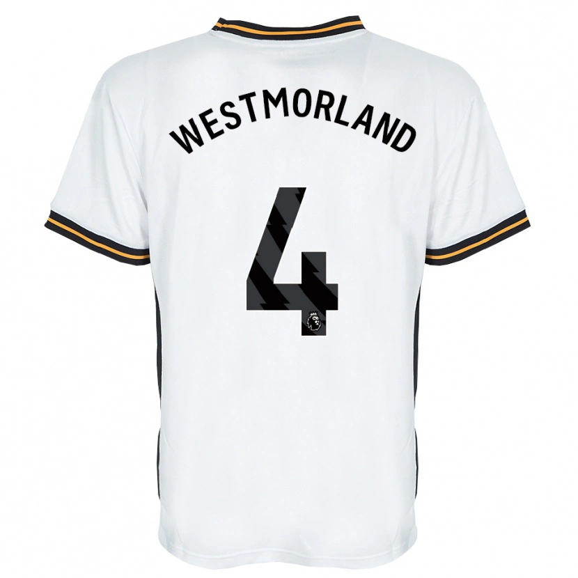 Danxen Donna Maglia Emma Westmorland #4 Bianco Arancione Nero Kit Gara Away 2026/27 Maglietta