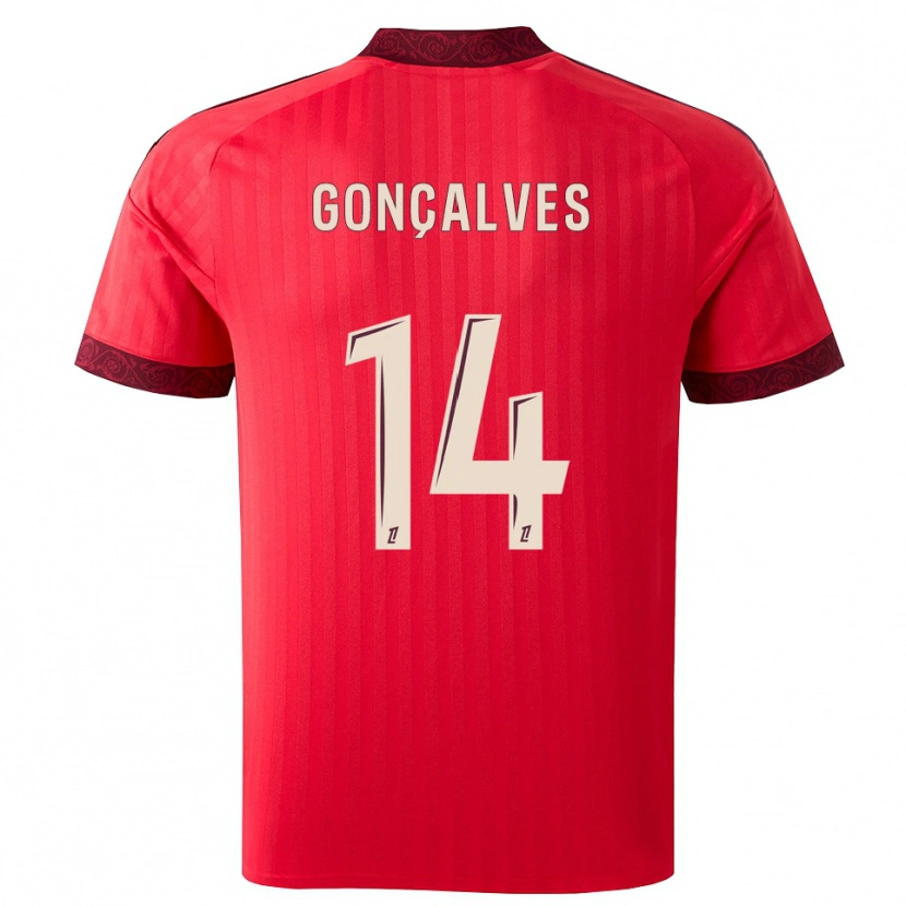 Danxen Donna Maglia Tiago Gonçalves #14 Borgogna Rosso Bianco Kit Gara Away 2026/27 Maglietta