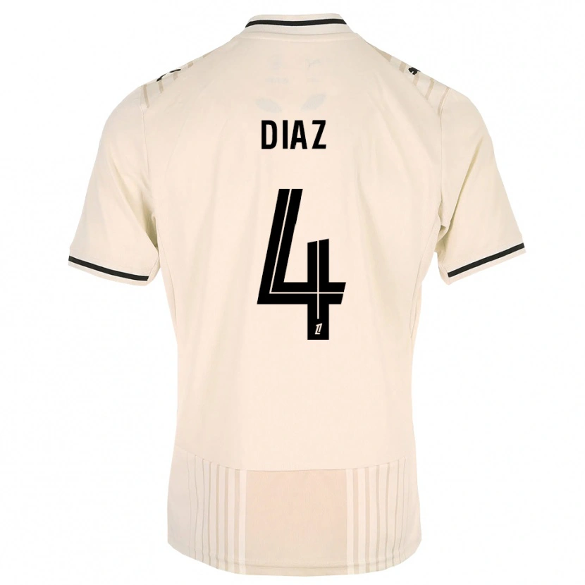 Danxen Donna Maglia Junior Diaz #4 Oldlace Nero Bianco Antico Kit Gara Away 2026/27 Maglietta