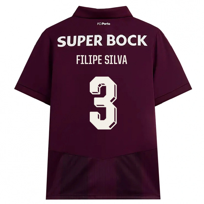 Danxen Donna Maglia Filipe Silva #3 Borgogna Bianco Kit Gara Away 2026/27 Maglietta