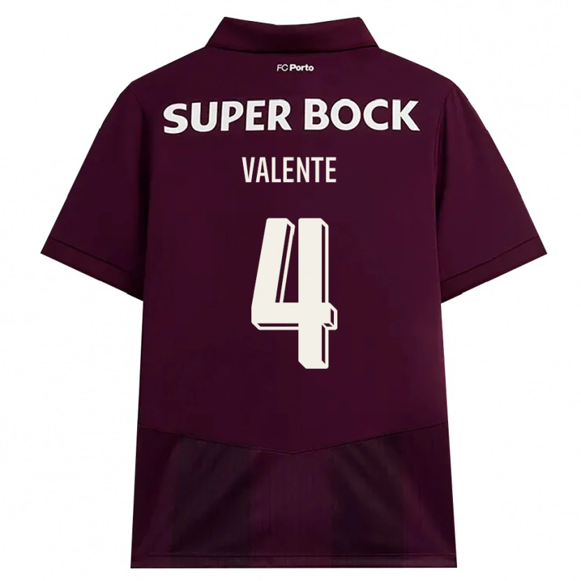Danxen Donna Maglia Salvador Valente #4 Borgogna Bianco Kit Gara Away 2026/27 Maglietta