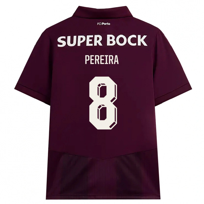 Danxen Donna Maglia Catarina Pereira #8 Borgogna Bianco Kit Gara Away 2026/27 Maglietta