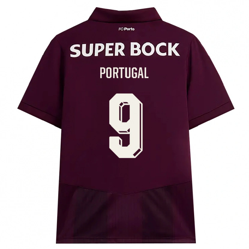 Danxen Donna Maglia Tiago Portugal #9 Borgogna Bianco Kit Gara Away 2026/27 Maglietta