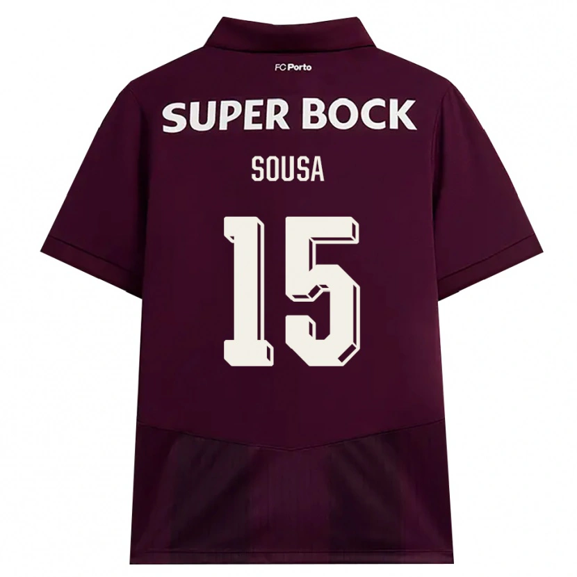 Danxen Donna Maglia Vasco Sousa #15 Borgogna Bianco Kit Gara Away 2026/27 Maglietta