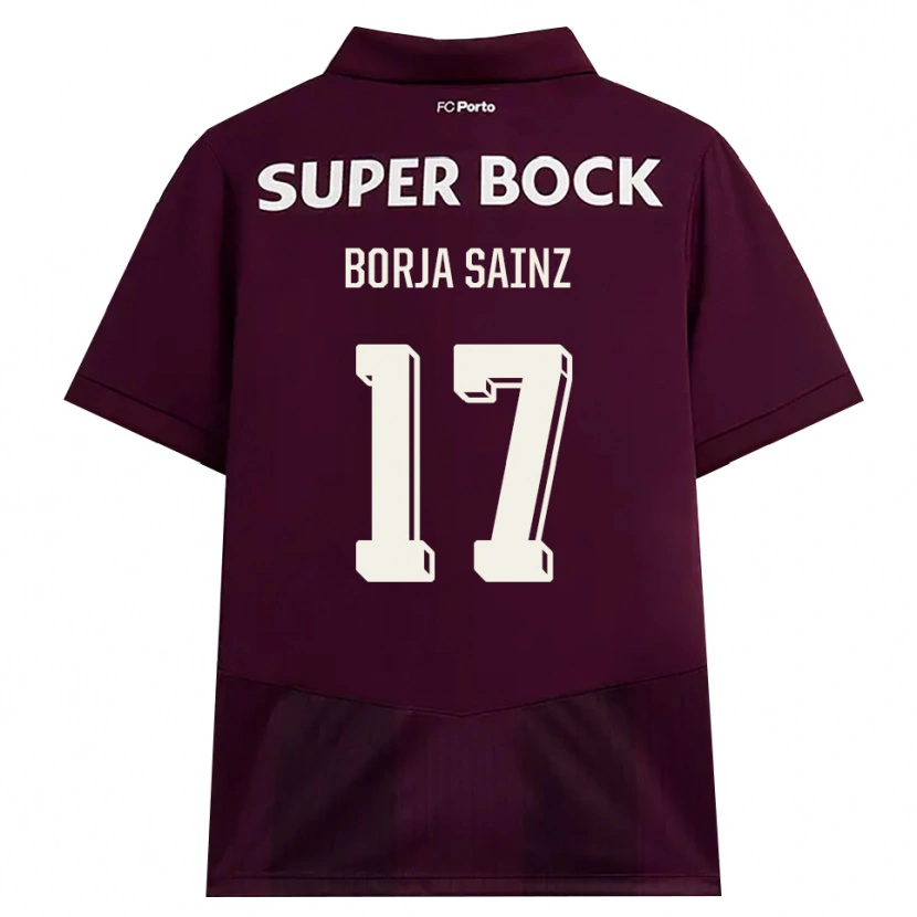 Danxen Donna Maglia Borja Sainz #17 Borgogna Bianco Kit Gara Away 2026/27 Maglietta