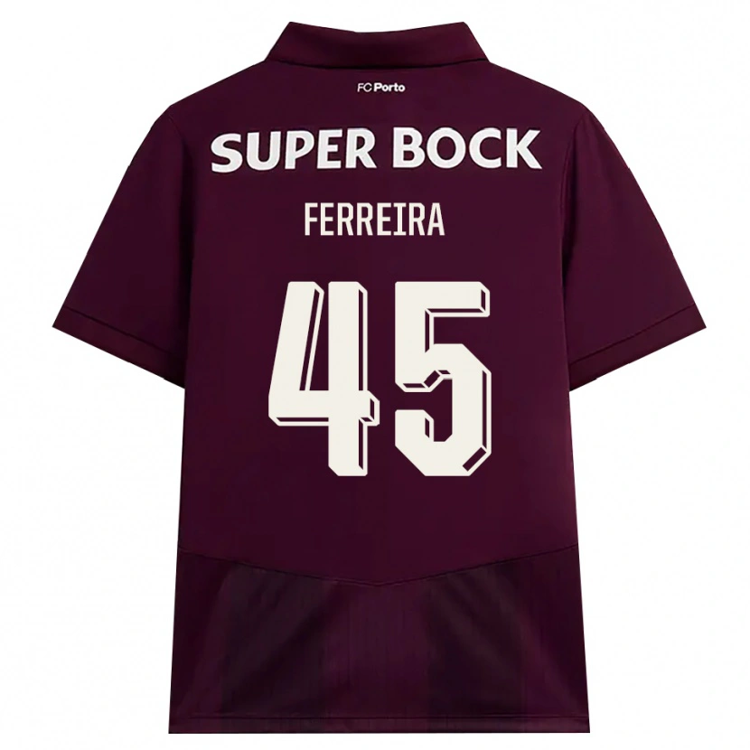 Danxen Donna Maglia Tiago Ferreira #45 Borgogna Bianco Kit Gara Away 2026/27 Maglietta