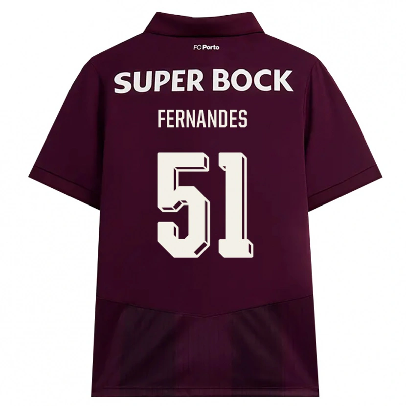 Danxen Donna Maglia Diogo Fernandes #51 Borgogna Bianco Kit Gara Away 2026/27 Maglietta