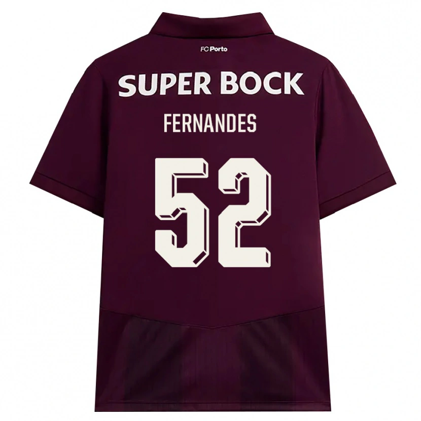 Danxen Donna Maglia Martim Fernandes #52 Borgogna Bianco Kit Gara Away 2026/27 Maglietta