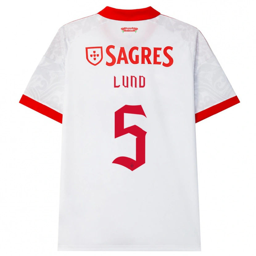 Danxen Donna Maglia Marit Lund #5 Bianco Rosso Giallo Kit Gara Away 2026/27 Maglietta