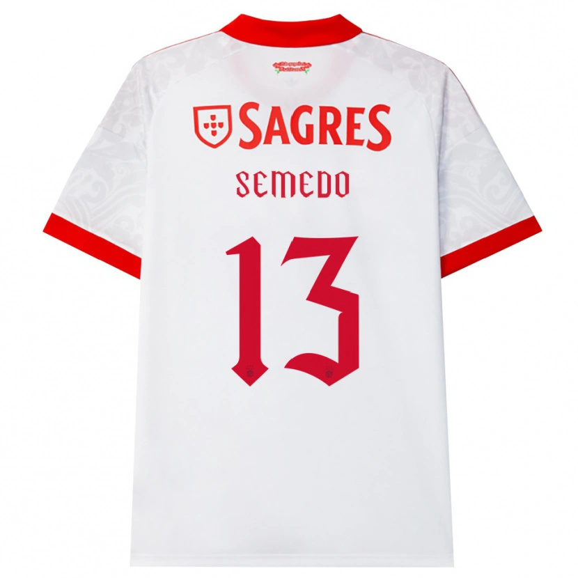Danxen Donna Maglia Benjamim Semedo #13 Bianco Rosso Giallo Kit Gara Away 2026/27 Maglietta