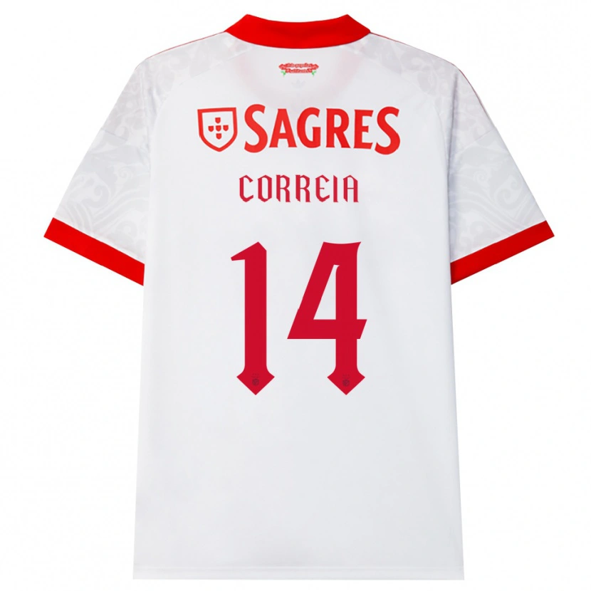 Danxen Donna Maglia Rúben Correia #14 Bianco Rosso Giallo Kit Gara Away 2026/27 Maglietta
