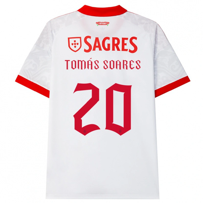 Danxen Donna Maglia Tomás Soares #20 Bianco Rosso Giallo Kit Gara Away 2026/27 Maglietta