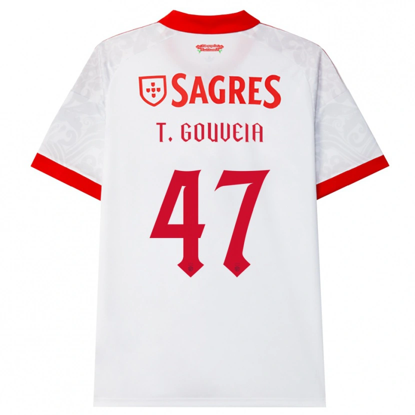 Danxen Donna Maglia Tiago Gouveia #47 Bianco Rosso Giallo Kit Gara Away 2026/27 Maglietta