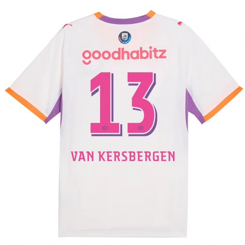 Danxen Donna Maglia Sander Van Kersbergen #13 Bianco Viola Arancione Kit Gara Away 2026/27 Maglietta