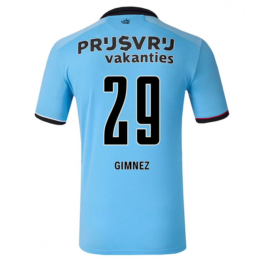 Danxen Donna Maglia Santiago Gimnez #29 Blu Cielo Profondo Nero Rosso Kit Gara Away 2026/27 Maglietta