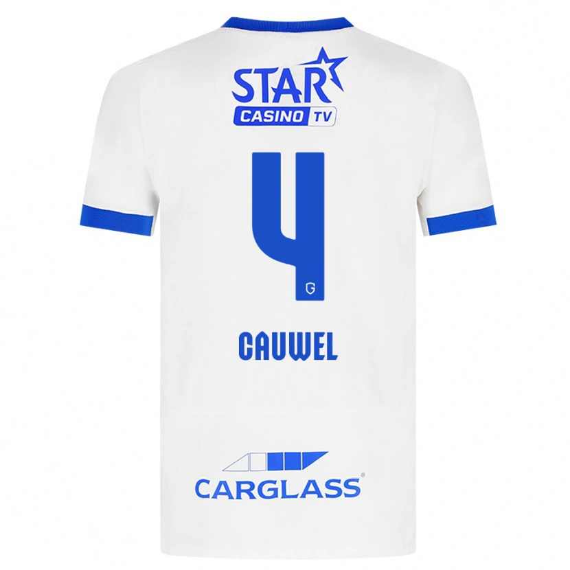 Danxen Donna Maglia Michiel Cauwel #4 Bianco Blu Kit Gara Away 2026/27 Maglietta