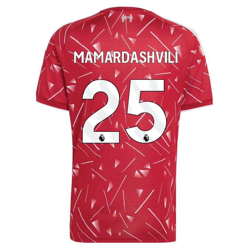 Danxen Bambino Maglia Giorgi Mamardashvili #25 Bianco Rosso Kit Gara Home 2026/27 Maglietta