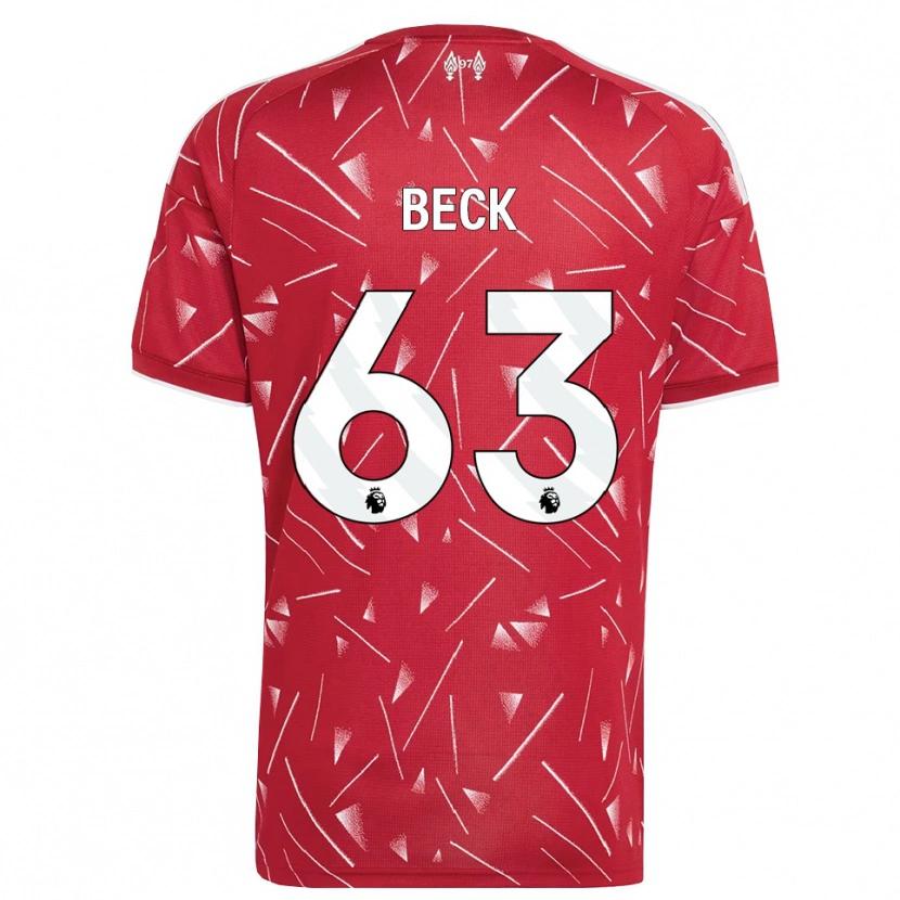 Danxen Bambino Maglia Owen Beck #63 Bianco Rosso Kit Gara Home 2026/27 Maglietta