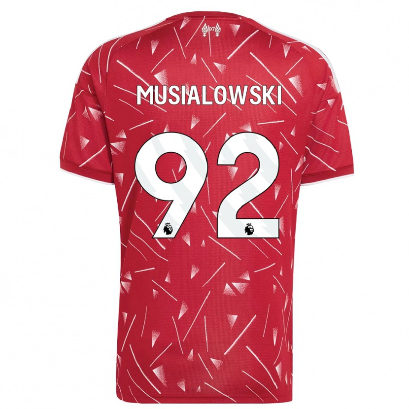 Danxen Bambino Maglia Mateusz Musialowski #92 Bianco Rosso Kit Gara Home 2026/27 Maglietta