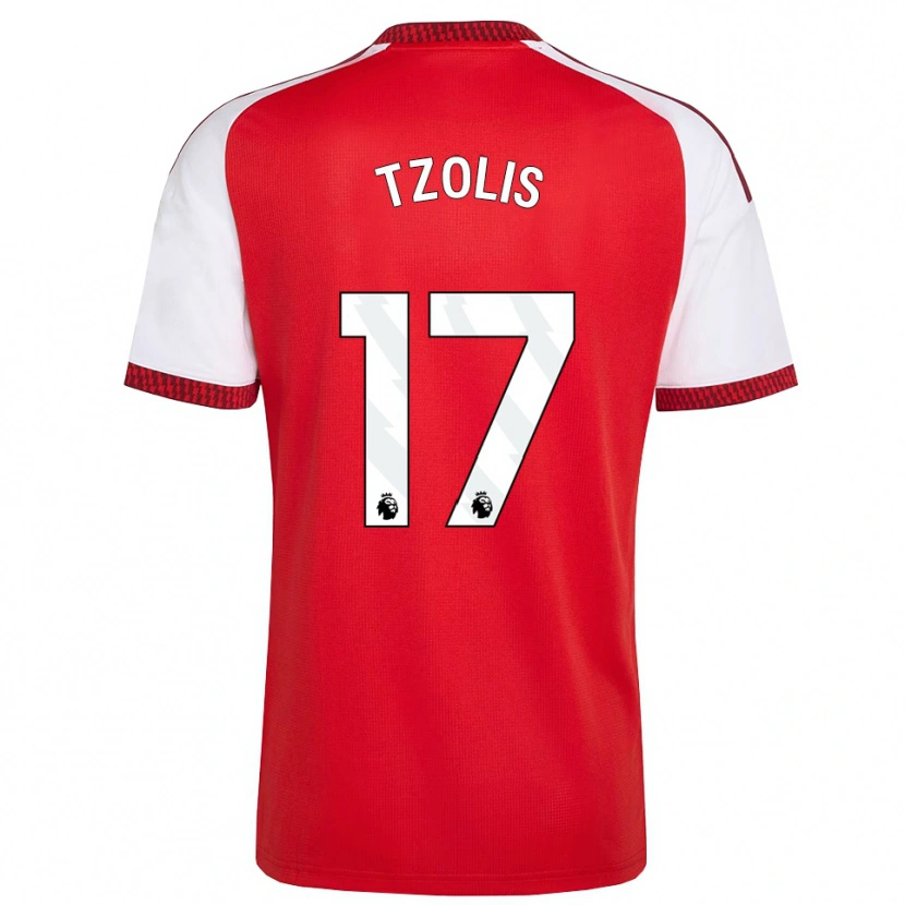 Danxen Bambino Maglia Christos Tzolis #17 Rosso Bianco Nero Kit Gara Home 2026/27 Maglietta