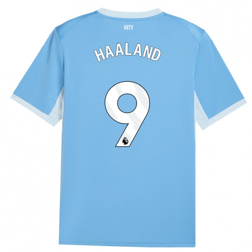 Danxen Bambino Maglia Erling Haaland #9 Azzurro Chiaro Bianco Kit Gara Home 2026/27 Maglietta
