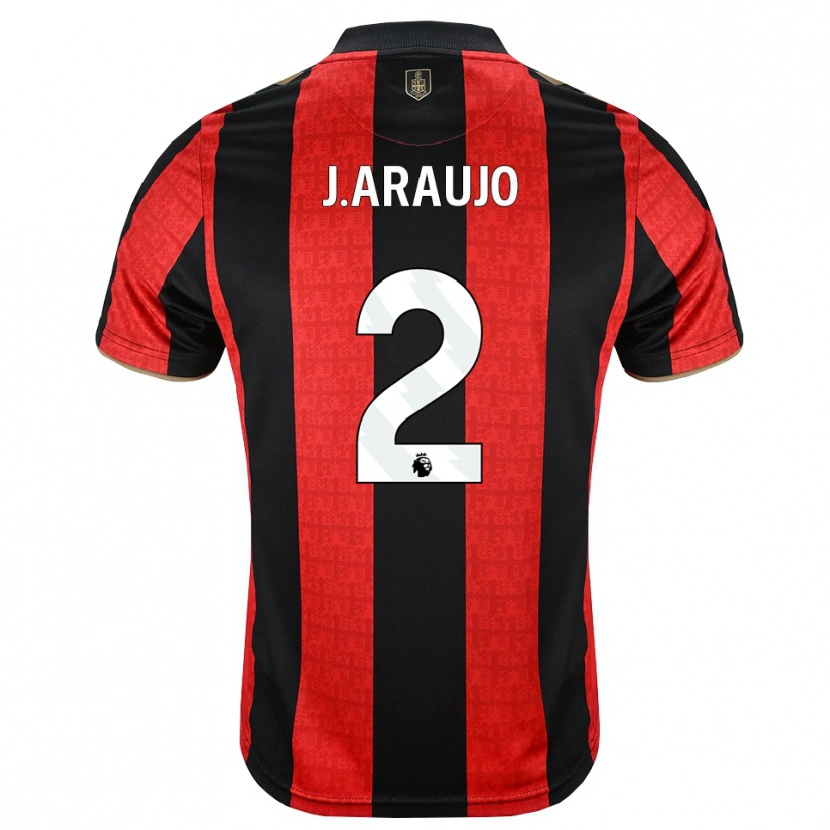 Danxen Bambino Maglia Julián Araujo #2 Oroscuro Rosso Nero Kit Gara Home 2026/27 Maglietta