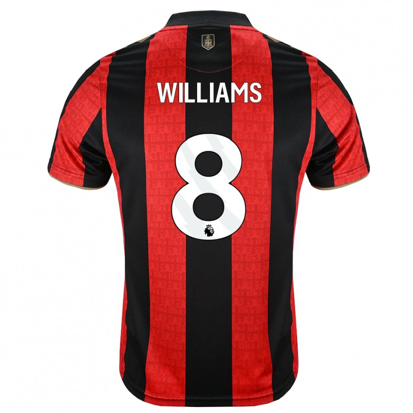 Danxen Bambino Maglia Phoebe Williams #8 Oroscuro Rosso Nero Kit Gara Home 2026/27 Maglietta