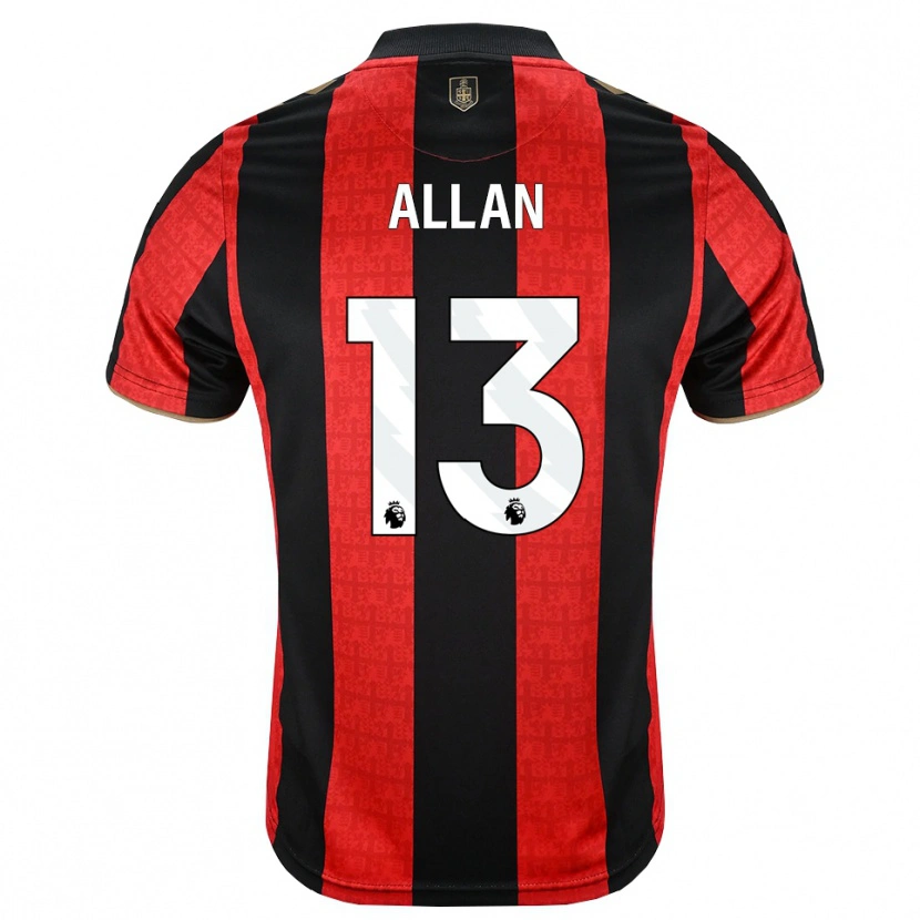 Danxen Bambino Maglia Mack Allan #13 Oroscuro Rosso Nero Kit Gara Home 2026/27 Maglietta