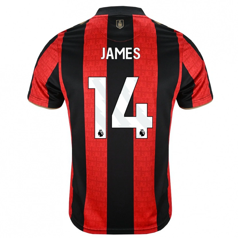 Danxen Bambino Maglia Katie James #14 Oroscuro Rosso Nero Kit Gara Home 2026/27 Maglietta
