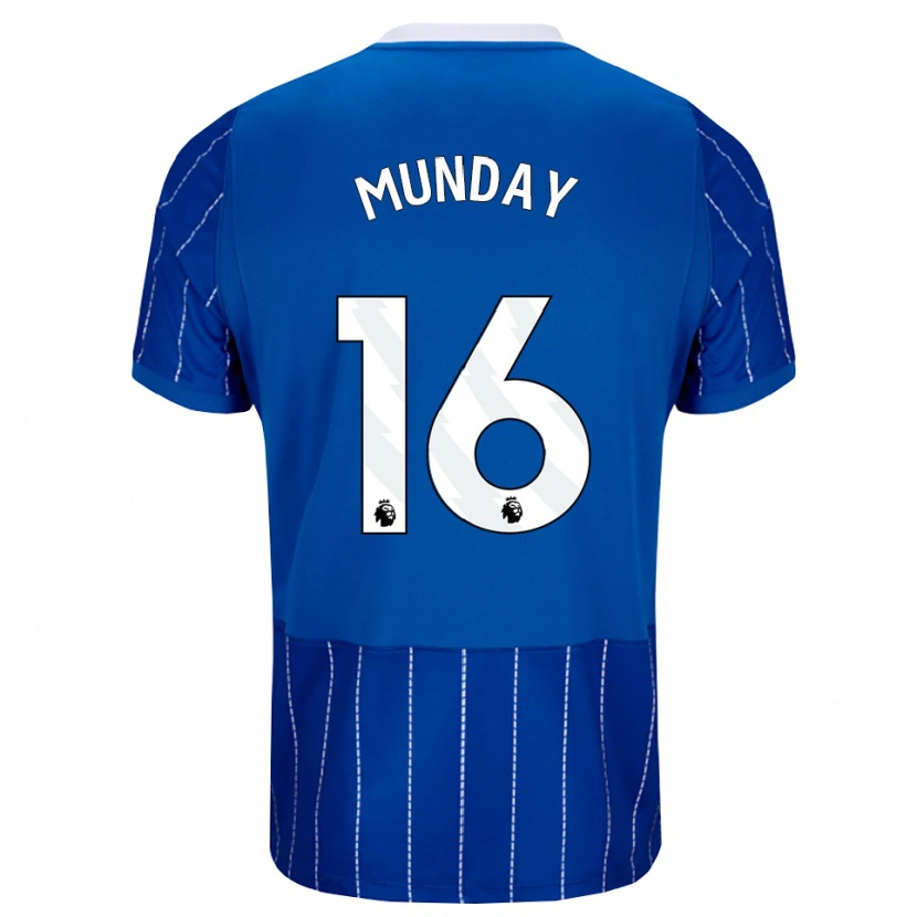 Danxen Bambino Maglia George Munday #16 Blu Medio Bianco Kit Gara Home 2026/27 Maglietta