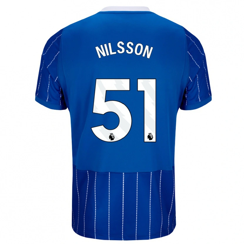 Danxen Bambino Maglia Casper Nilsson #51 Blu Medio Bianco Kit Gara Home 2026/27 Maglietta
