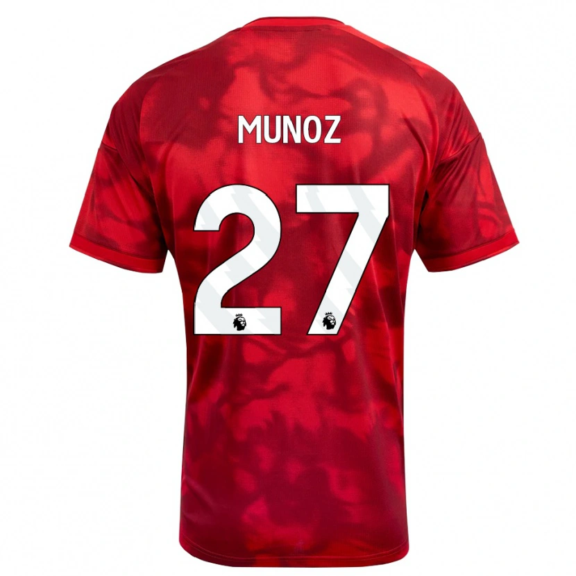 Danxen Bambino Maglia Daniel Muñoz #27 Cremisi Bianco Kit Gara Home 2026/27 Maglietta