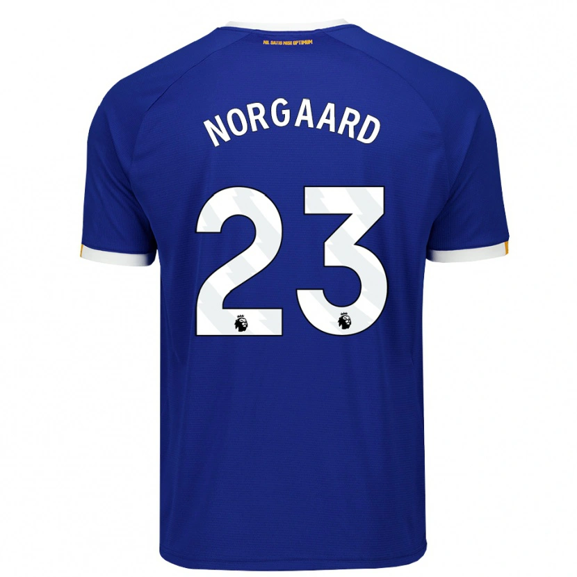 Danxen Bambino Maglia Christian Nørgaard #23 Blu Bianco Giallo Kit Gara Home 2026/27 Maglietta
