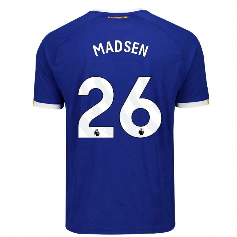 Danxen Bambino Maglia Rikke Madsen #26 Blu Bianco Giallo Kit Gara Home 2026/27 Maglietta