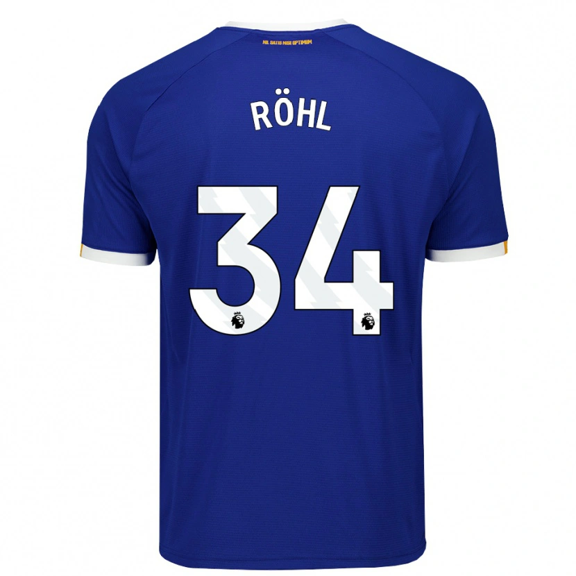 Danxen Bambino Maglia Merlin Röhl #34 Blu Bianco Giallo Kit Gara Home 2026/27 Maglietta