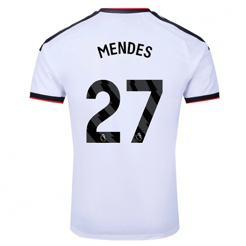 Danxen Bambino Maglia Megalie Mendes #27 Bianco Nero Rosso Kit Gara Home 2026/27 Maglietta
