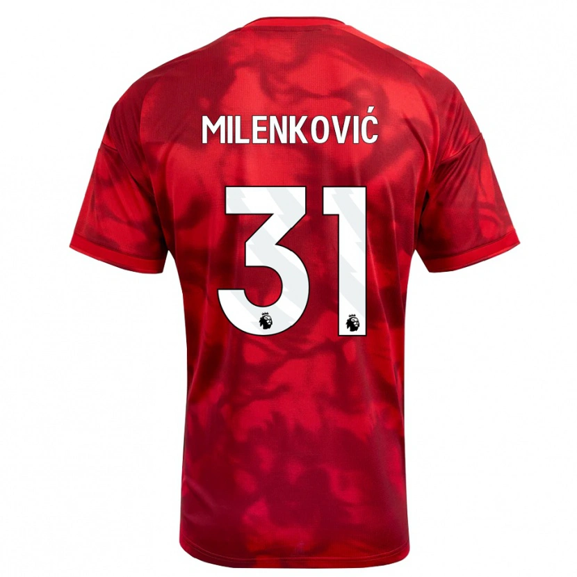 Danxen Bambino Maglia Nikola Milenković #31 Cremisi Bianco Kit Gara Home 2026/27 Maglietta
