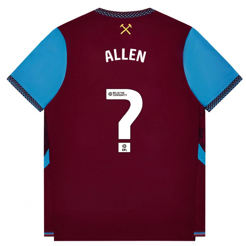 Danxen Bambino Maglia Isaac Allen #0 Borgogna Blu Fiordaliso Kit Gara Home 2026/27 Maglietta