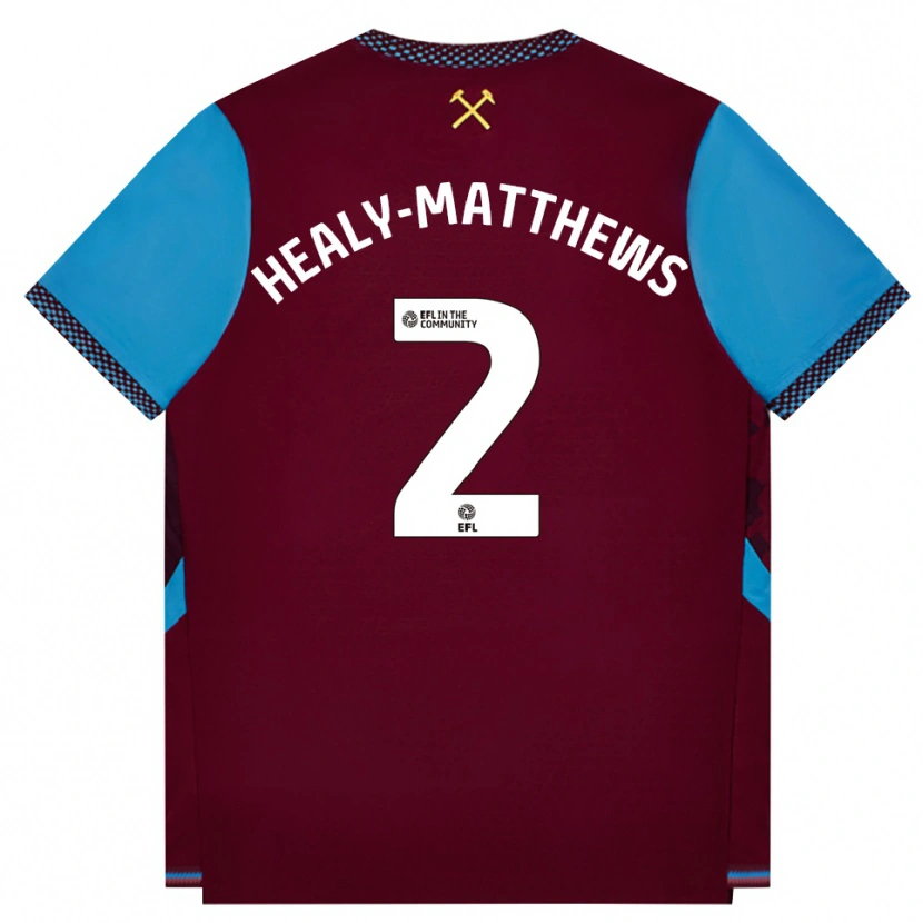 Danxen Bambino Maglia Kyle Healy-Matthews #2 Borgogna Blu Fiordaliso Kit Gara Home 2026/27 Maglietta