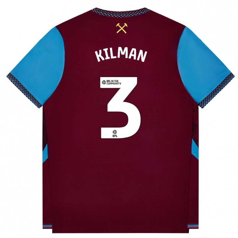 Danxen Bambino Maglia Maximilian Kilman #3 Borgogna Blu Fiordaliso Kit Gara Home 2026/27 Maglietta