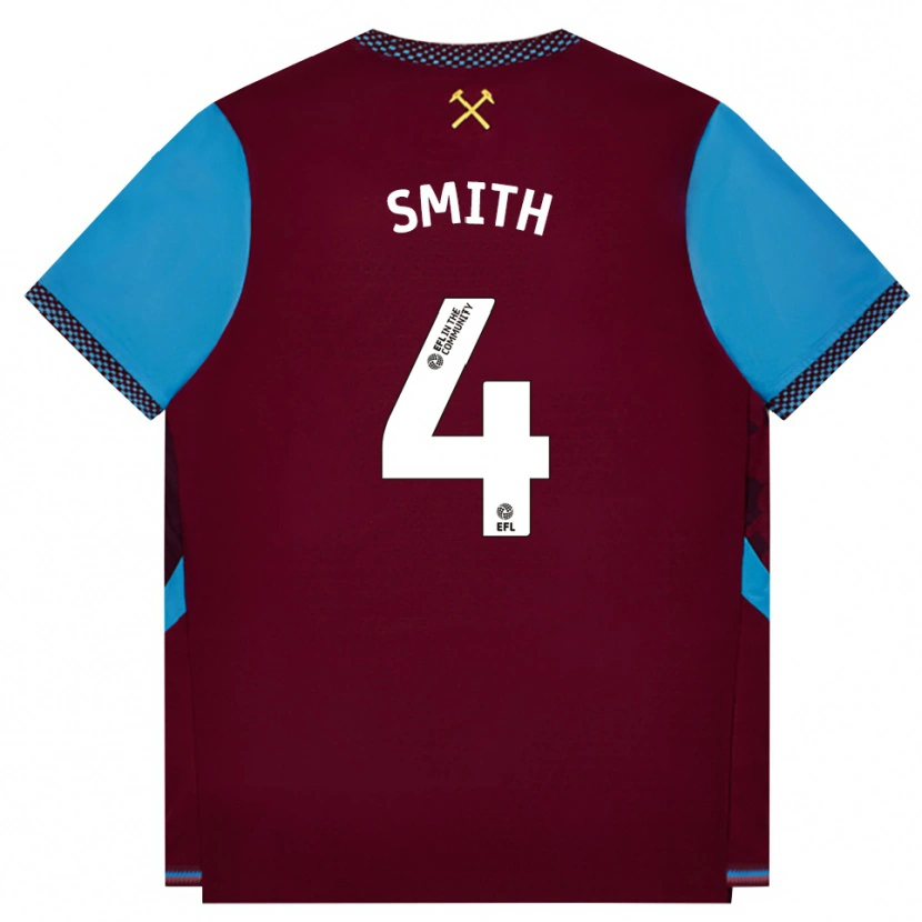 Danxen Bambino Maglia Reon Smith #4 Borgogna Blu Fiordaliso Kit Gara Home 2026/27 Maglietta