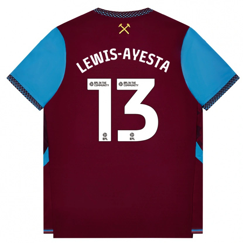 Danxen Bambino Maglia Felix Lewis-Ayesta #13 Borgogna Blu Fiordaliso Kit Gara Home 2026/27 Maglietta